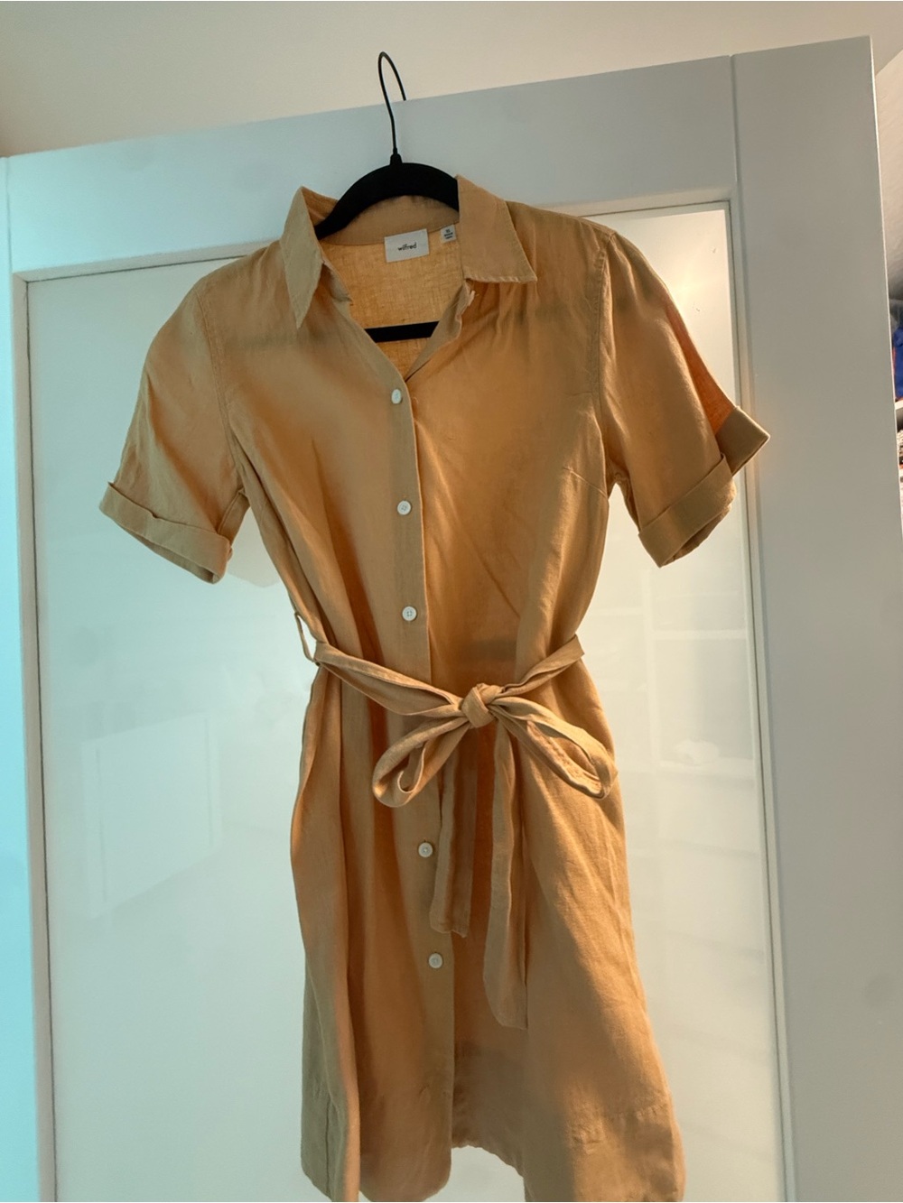Wilfred Short-Sleeve Button Shirt Dress - Warm Caramel